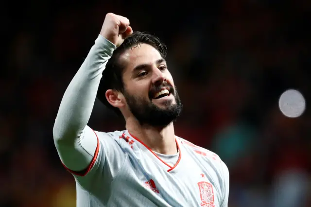 Isco celebrates as Spain thrash Argentina