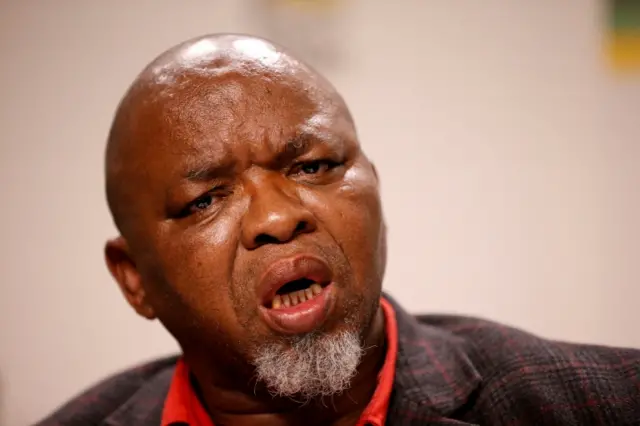 African National Congress (ANC) Secretary General Gwede Mantashe gestures during a media briefing at Luthuli house, the ANC headquarters in Johannesburg, South Africa, May 29, 2017.