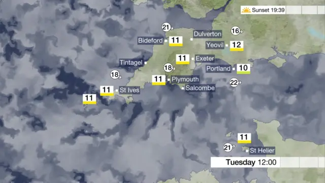 Weather forecast for Devon and Cornwall