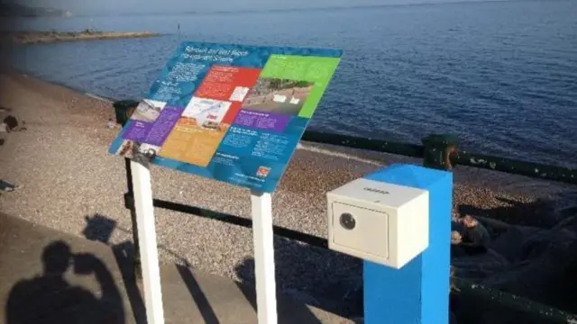 Donation box on Sidmouth seafront