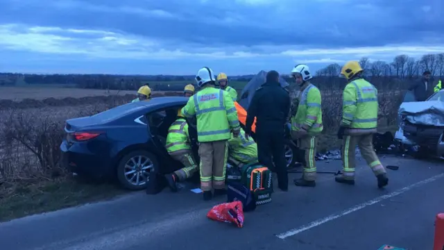 Fire crews at the crash