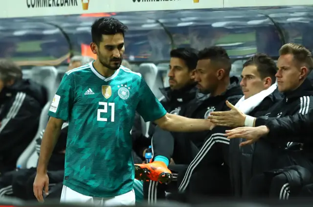 Gundogan is subbed for Germany against Brazil