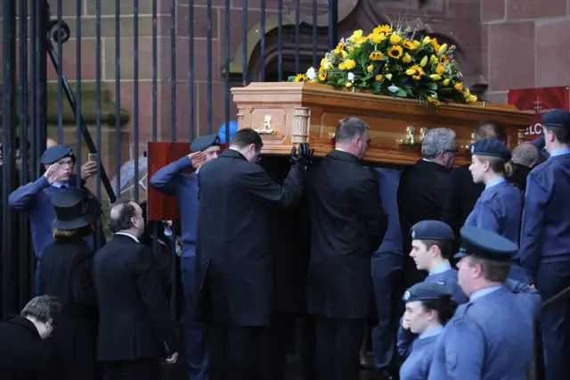 Sir Ken Dodd's coffin taken into Liverpool Anglican Cathedral