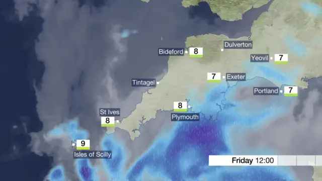 Weather forecast for Friday