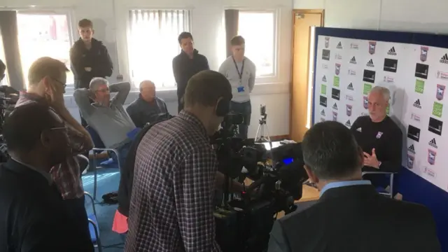 Mick McCarthy at the press conference after he announced he was leaving