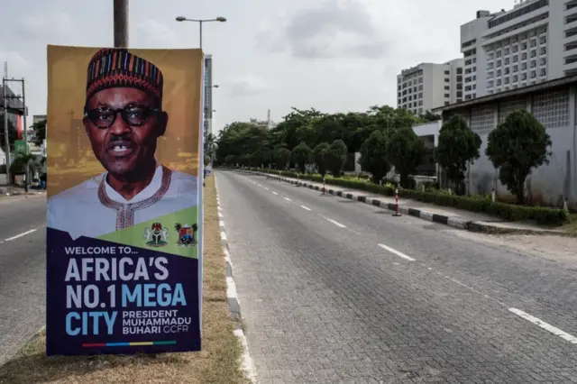 Empty streets are seen outside the Eko Hotel ^ Suites in Victoria Island in Lagos on March 29, 2018.