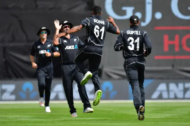 Ish Sodhi celebrates a wicket