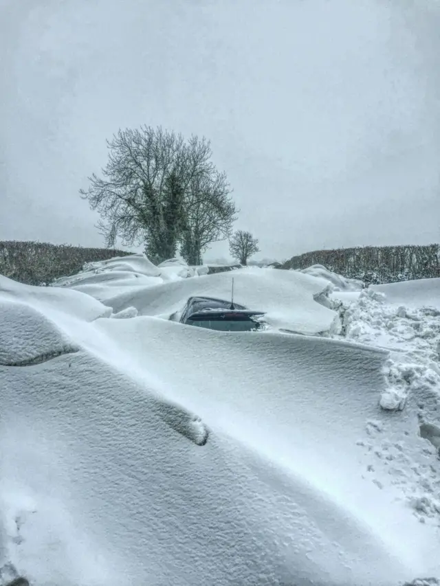 Car stuck in snow