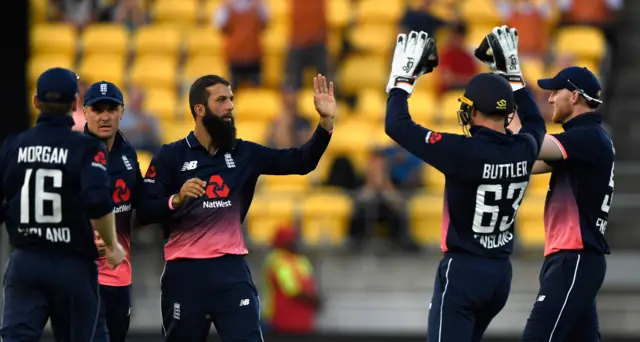 Moeen Ali celebrates a wicket