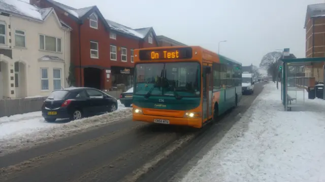 Cardiff Bus in the snow