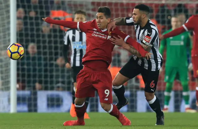 Firmino battles Lascelles