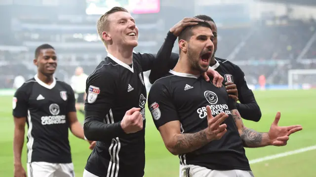 Aleksandar Mitrovic celebrates his goal