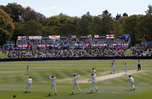 England appeal for the wicket of Kane Williamson