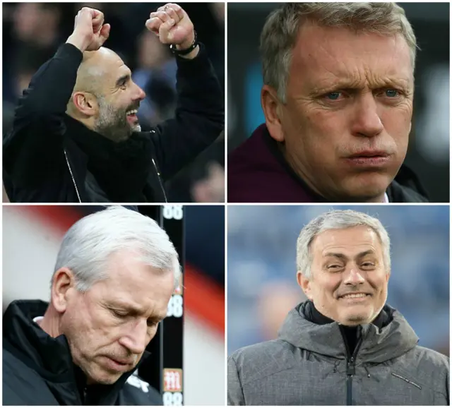 Pep Guardiola, David Moyes, Alan Pardew, Jose Mourinho