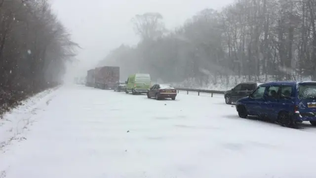 Snow on A38