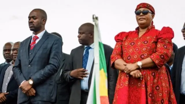 Acting president of the Movement for Democratic Change (MDC) party, Nelson Chamisa and Thokozani Khupe