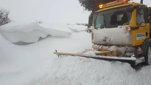 Snow plough in action