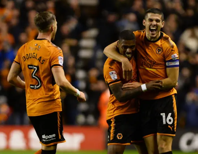 Wolves celebrate a goal