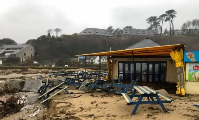 Maenporth beach damage