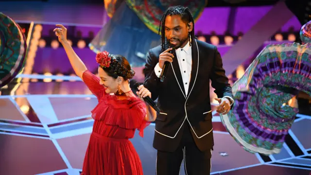 Miguel and Natalia Lafourcade perform at the Oscars