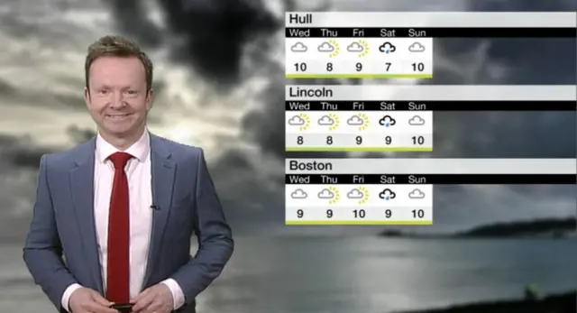 Paul Hudson standing next to a weather graphic showing the temperatures around the region.