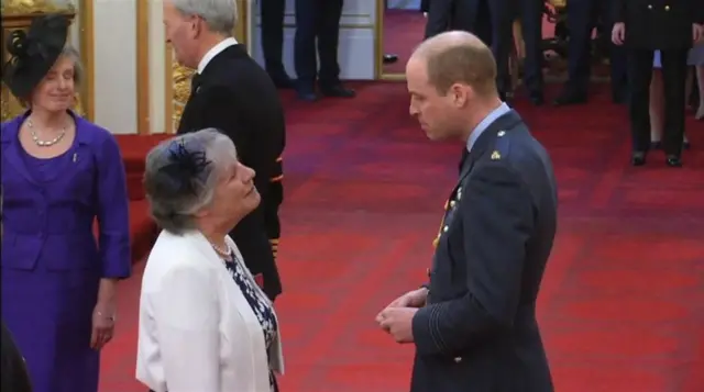 Patricia Hiley speaking to Prince William.