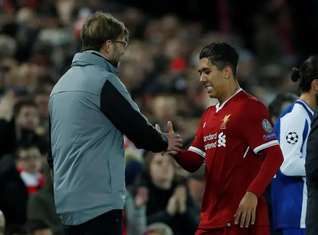 Jurgen Klopp and Roberto Firmino