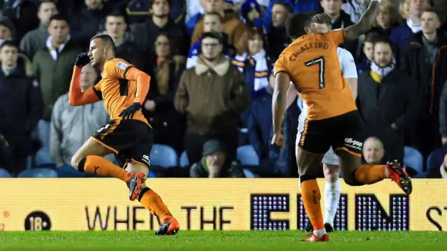 Romain Saiss celebrates