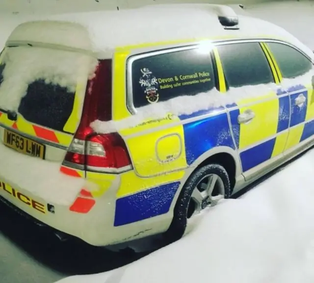 Police car in the snow