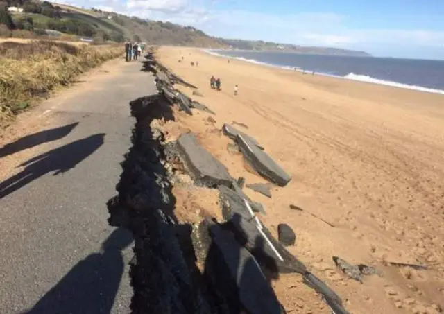 A379 at Slapton after storm damage