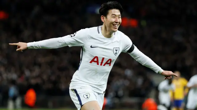 Son Heung-min celebrates