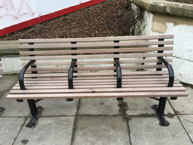 Bench outside the Amex building in Brighton