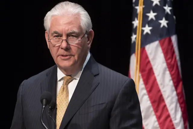 US Secretary of State Rex Tillerson speaks about the US relationship with Africa and his upcoming trip to the continent at George Mason University in Fairfax, Virginia, March 6, 2018