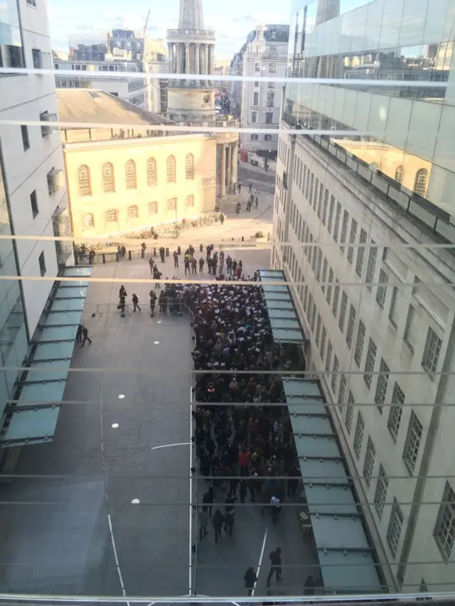 BBC staff protesting the pay gap outside New Broadcasting House, London