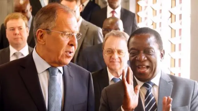 Sergei Lavrov and Zimbabwe's Emmerson Mnangagwa