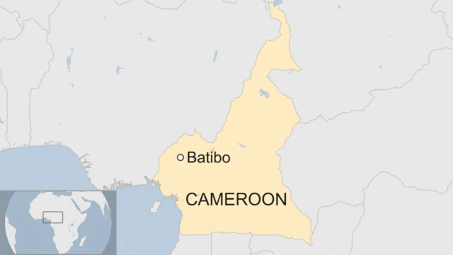 A map of Cameroon showing the location of Batibo