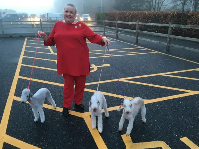 Nancy Sheets with Bedlington Terriers