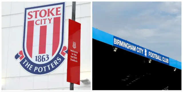 Stoke City and Birmingham City football crests