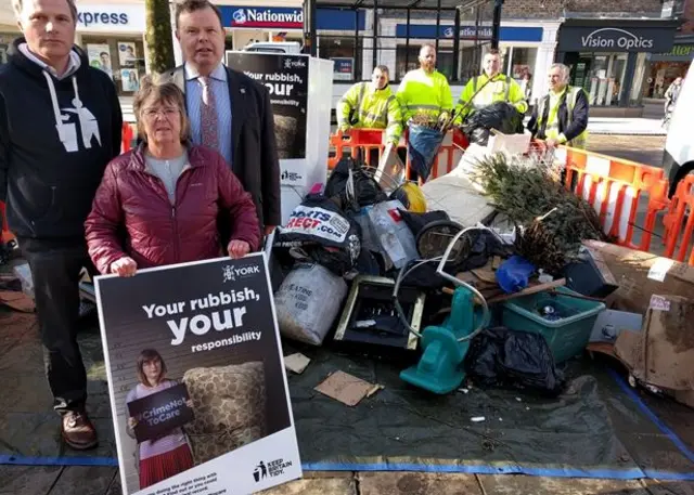 Fly-tipped waste on display on Parliament Street