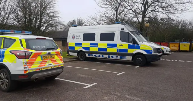 Police vehicles at Ely Tavelodge