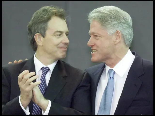 Former PM Tony Blair and President Bill Clinton in Belfast in 2000