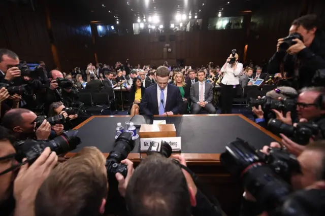 Facebook CEO Mark Zuckerberg arrives to testify before a joint hearing of the US Senate Commerce, Science and Transportation Committee and Senate Judiciary Committee on Capitol Hill, April 10, 2018 in Washington, DC