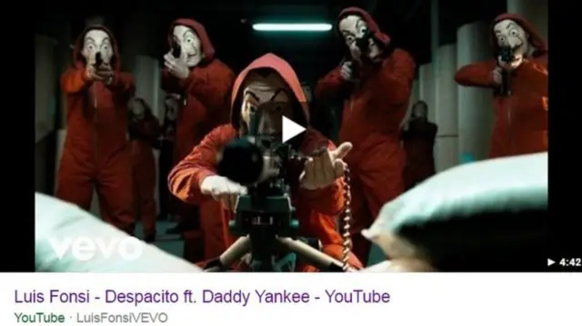 Screen grab of Despacito's Youtube being hacked