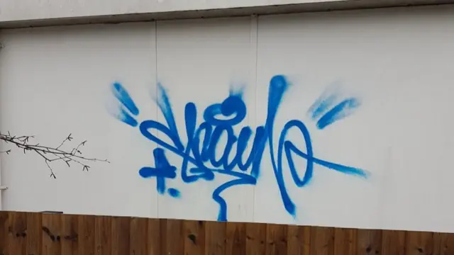 Graffiti on portacabin