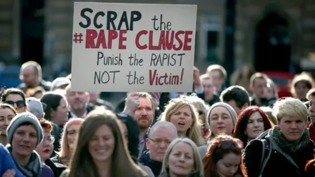 Protesters against the so-called "rape clause" gathered in Glasgow