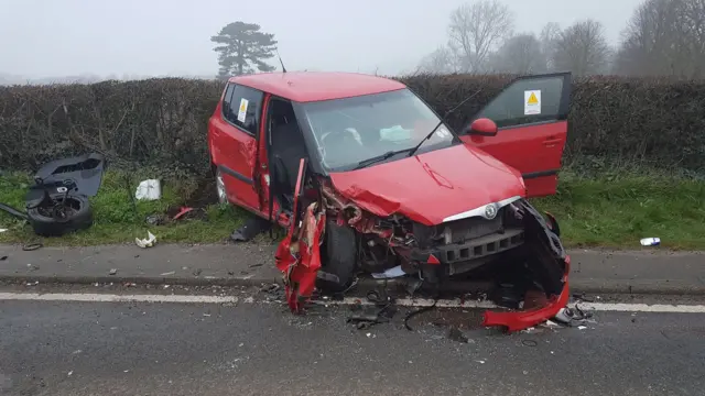 Smashed up car