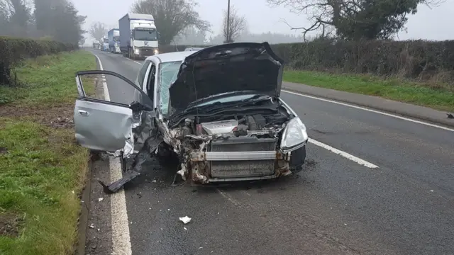 Smashed up car