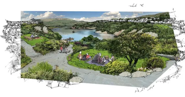 Illustration of the garden village outside St Austell