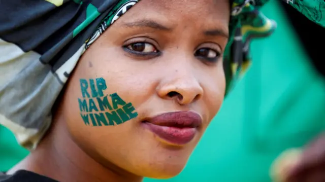 A woman at Winnie Mandela's memorial