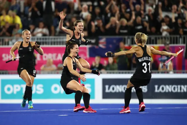 New Zealand celebrate beating England